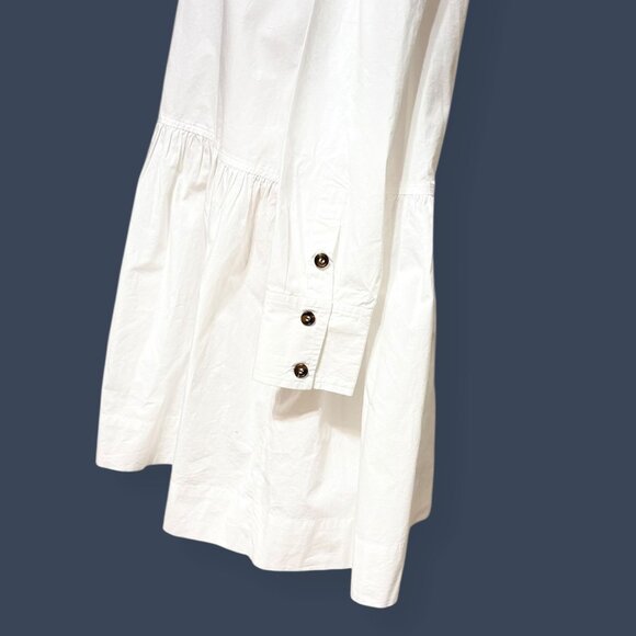 Ganni poplin cotton shirt dress ruffle Hem 36 4 Button Up Classic Office Casual - Picture 8 of 11